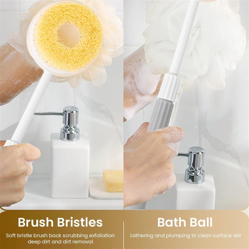 KPS فرشاة استحمام مزدوجة الجوانب ناعمة من KPS | فرشاة فرك للاستحمام قابلة للتعديل مع مقبض طويل غير قابل للانزلاق | لإزالة الجلد الميت/التقشير/التنظيف | أدوات وإكسسوارات الاستحمام (عبوة من 1، متعددة الألوان) - Image 4