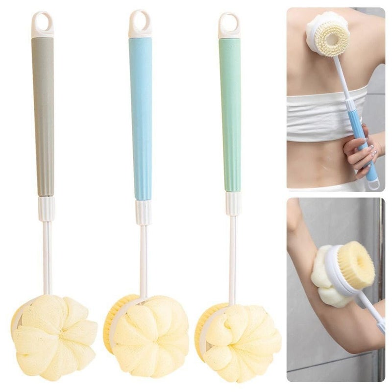 KPS فرشاة استحمام مزدوجة الجوانب ناعمة من KPS | فرشاة فرك للاستحمام قابلة للتعديل مع مقبض طويل غير قابل للانزلاق | لإزالة الجلد الميت/التقشير/التنظيف | أدوات وإكسسوارات الاستحمام (عبوة من 1، متعددة الألوان) - Image 2