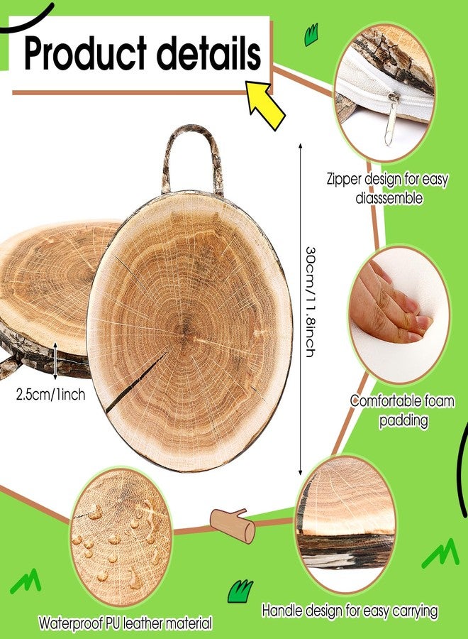 Suzile 8 Pcs Wood Slice Kids Floor Cushions for Classroom, Round Tree Stump Throw Pillows, Soft Waterproof Flexible Seating Mat for Home Daycare Preschool Kindergarten - Image 3