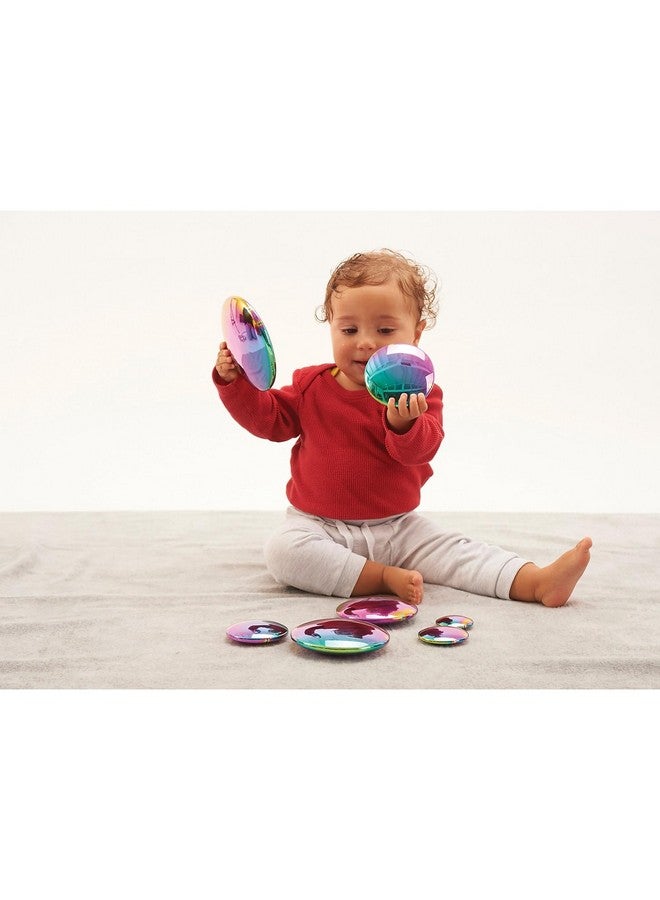 TickiT أزرار عاكسة حسية من تيكي - انفجار الألوان - مجموعة من 7 - للأعمار من 0 شهور فما فوق - أقراص مرآة، قزحية للأطفال والرضع - لعبة حسية للتكديس - Image 4