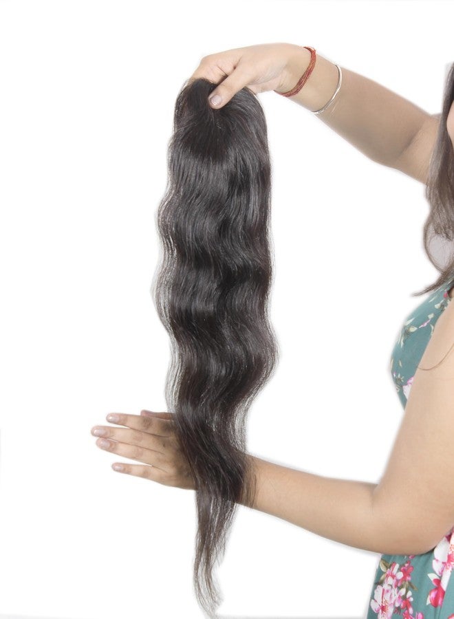 ريتزكارت (2x4) مقاس عقد مزدوجة شعر بشري ريمي مع قاعدة من الحرير الأحادي أسود طبيعي مستقيم مشبك تاج صغير مصنوع يدويًا للنساء (20 بوصة) - Image 2