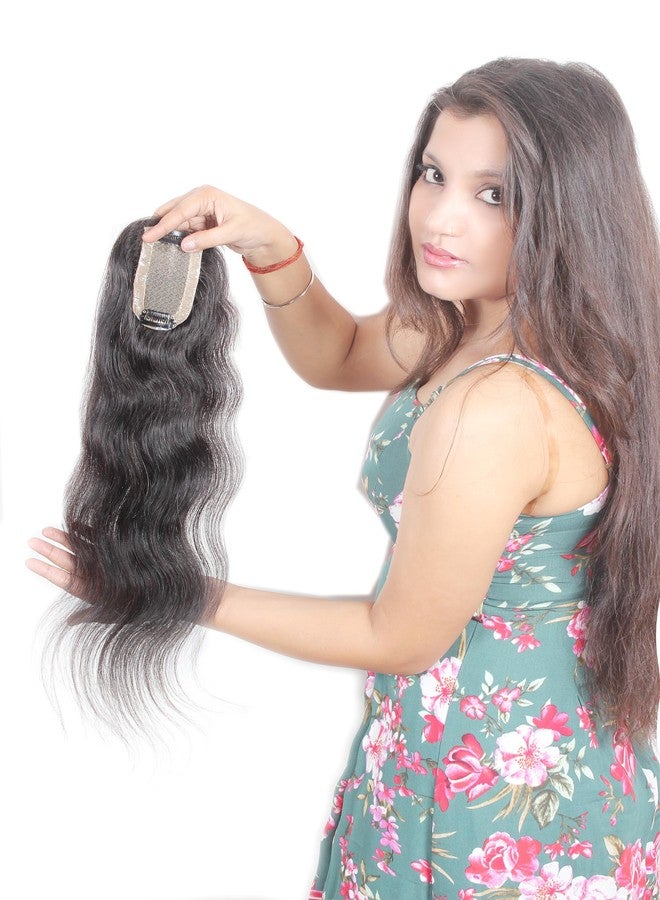 ريتزكارت (2x4) مقاس عقد مزدوجة شعر بشري ريمي مع قاعدة من الحرير الأحادي أسود طبيعي مستقيم مشبك تاج صغير مصنوع يدويًا للنساء (20 بوصة) - Image 1
