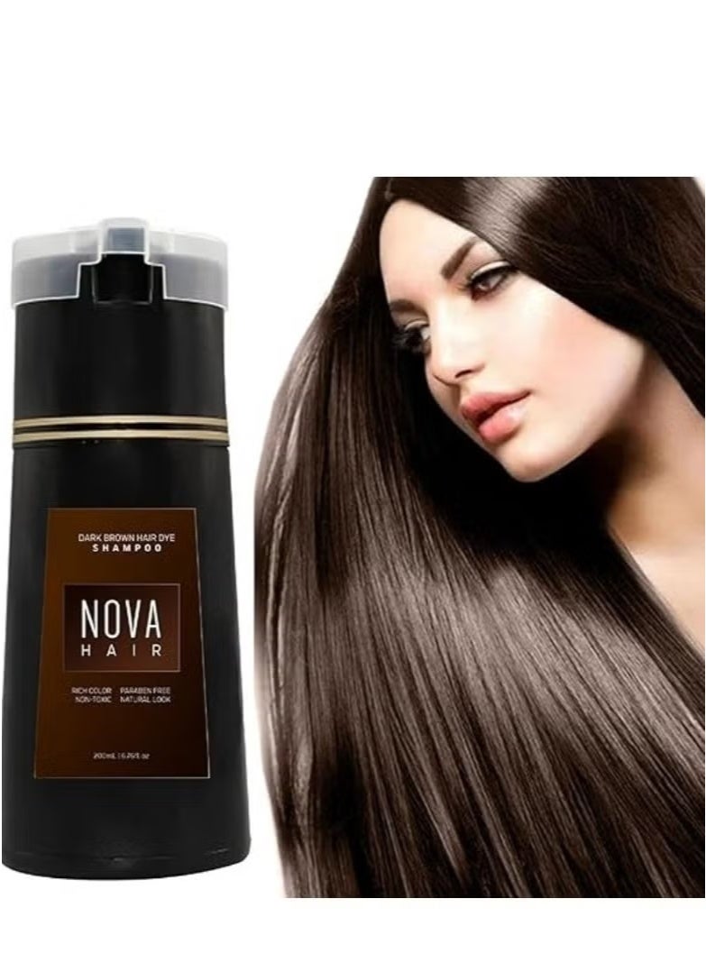 Nova Hair Dye Shampoo, NovaHair Hair Dye Shampoo 3 in 1, Nova Hair Instant Dye Shampoo, Hair Color for Gray Hair Coverage, Long Lasting Hair Color Shampoo for Women & Men 200ml (Red) - Image 1