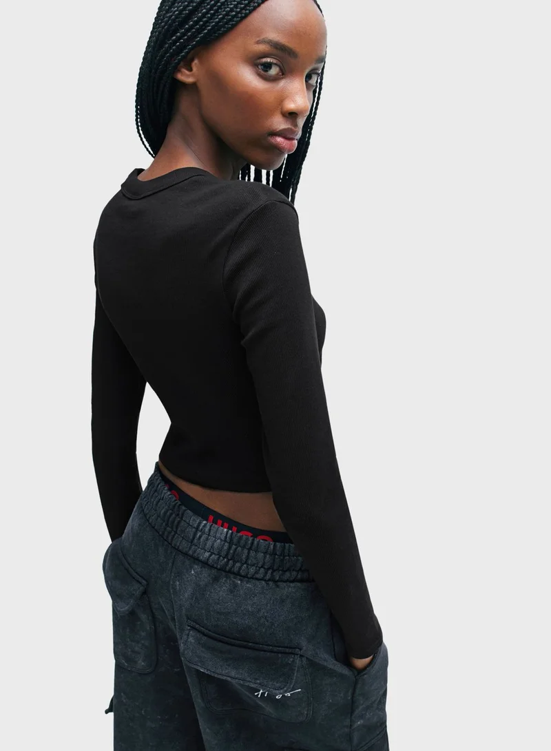 HUGO Crew Neck Crop Top