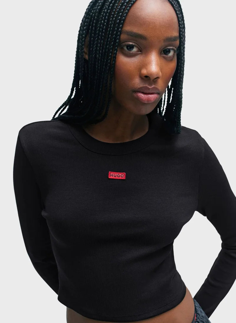 HUGO Crew Neck Crop Top