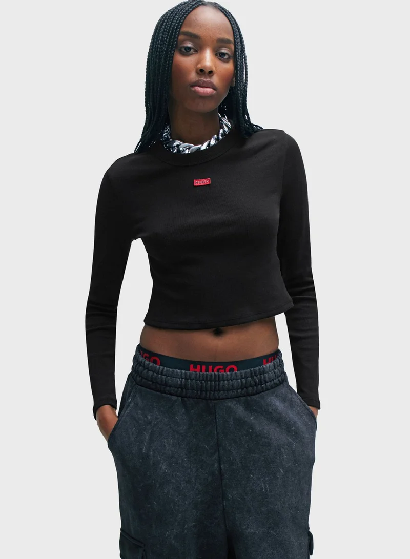 HUGO Crew Neck Crop Top