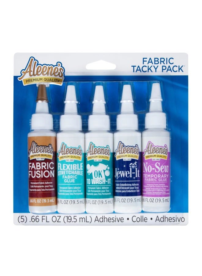 Aleene's Tacky Pack Fabric Glue, 5pk, 0.66 Fl Oz - Image 1