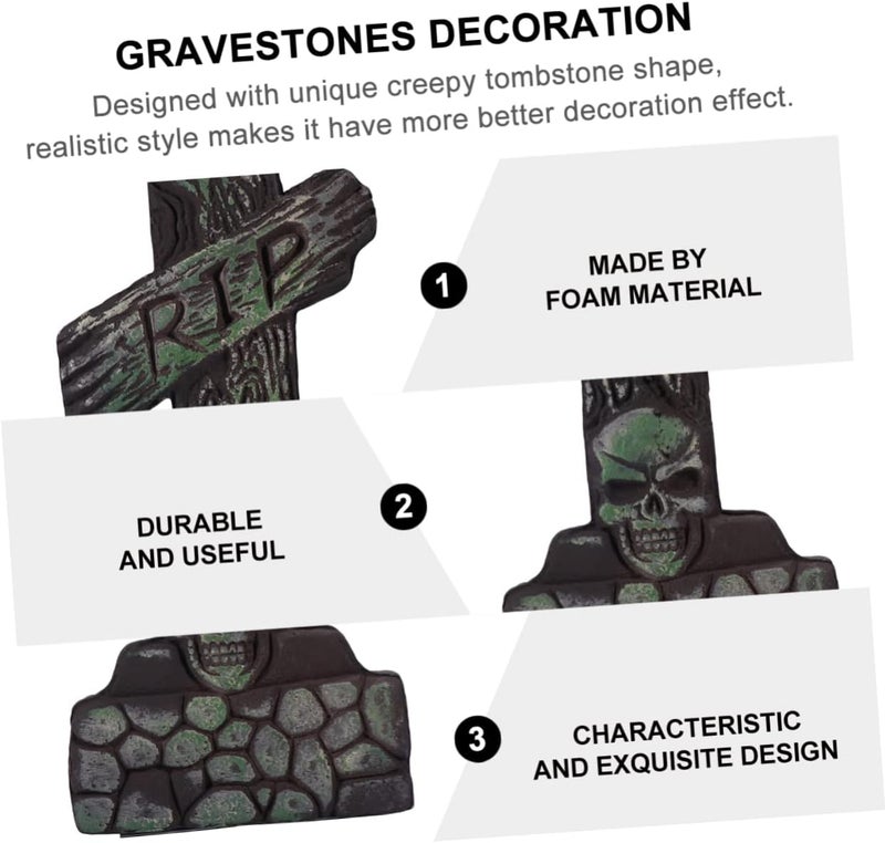 klarako House Bars Tombstone Haunted Ornaments Foam Style Backyard Decor Garden Terrifying Sign Decorations Gravestone Graveyard Rip for Lawn Figurine Tombstones Halloween - Image 4