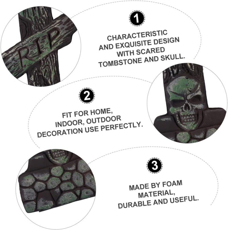 klarako House Bars Tombstone Haunted Ornaments Foam Style Backyard Decor Garden Terrifying Sign Decorations Gravestone Graveyard Rip for Lawn Figurine Tombstones Halloween - Image 3