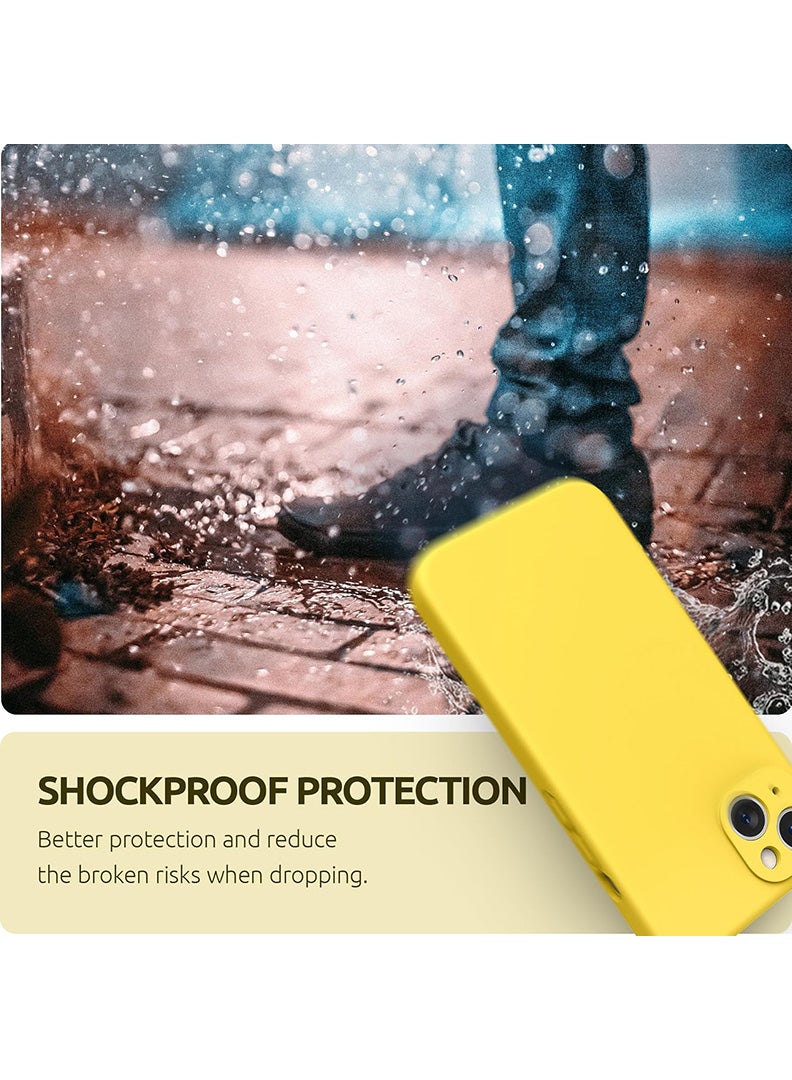 Case Up Compatible with iPhone 13 6.1 Inch Case, Premium Liquid Silicone [Camera Protection] [Soft Anti-Scratch Microfiber Lining] Shockproof Protective Slim Phone Cover for iPhone 13, Yellow - Image 5