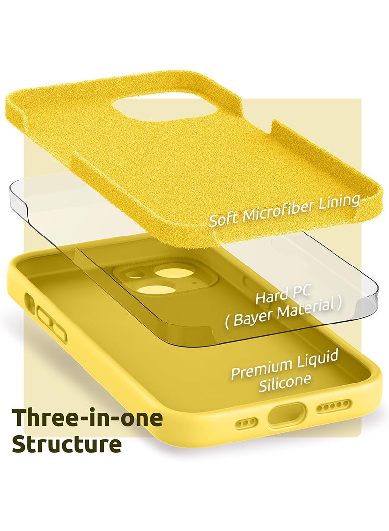 Case Up Compatible with iPhone 13 6.1 Inch Case, Premium Liquid Silicone [Camera Protection] [Soft Anti-Scratch Microfiber Lining] Shockproof Protective Slim Phone Cover for iPhone 13, Yellow - Image 3