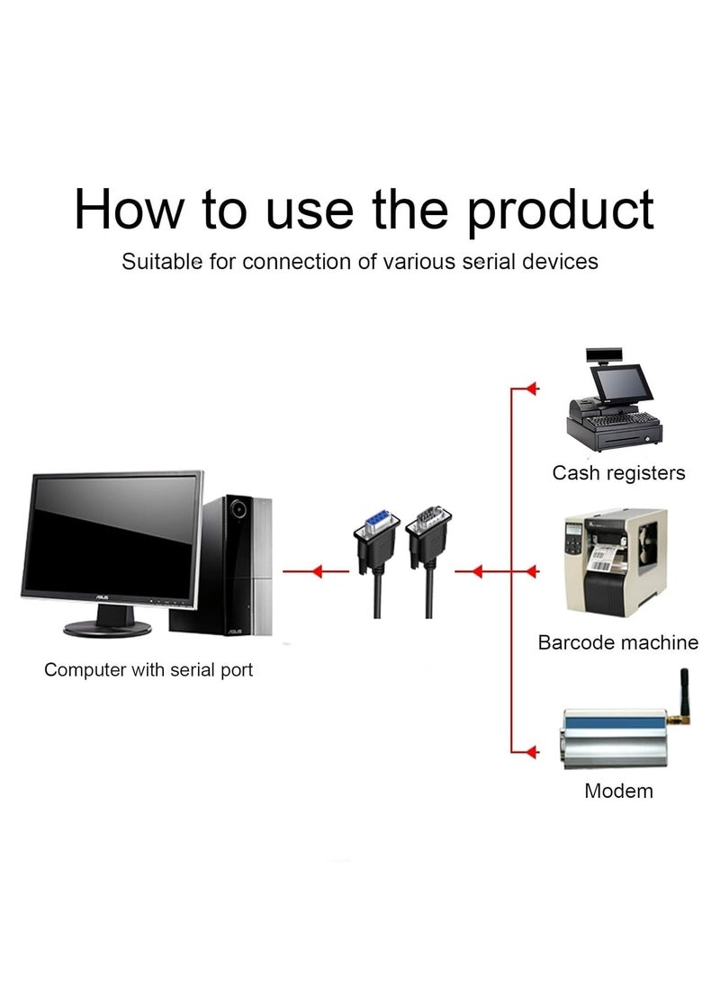 erorex - 9pin Male to Female RS232 Serial Extension Cable - Image 1
