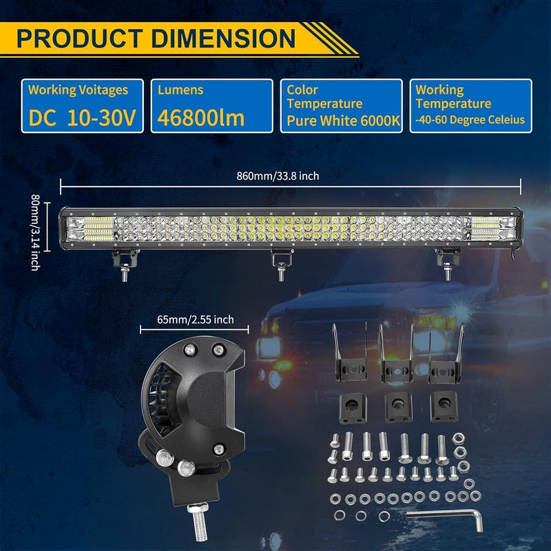 Willpower 34 Inch 468W LED Light Bar Spot Flood Combo Beam for Offroad Vehicles - Image 2