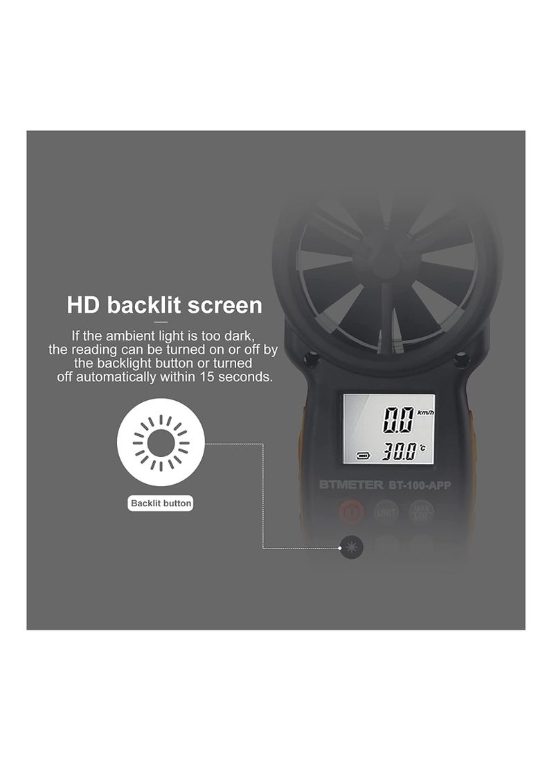 XICEN - Multifunction Anemometer Wireless Bluetooth Digital Handheld Wind Speed Meter for Wind Chill Air Velocity Temperature Vane Anemometer Gauge - Image 1