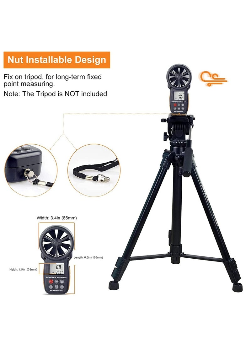 XICEN - Multifunction Anemometer Wireless Bluetooth Digital Handheld Wind Speed Meter for Wind Chill Air Velocity Temperature Vane Anemometer Gauge - Image 1