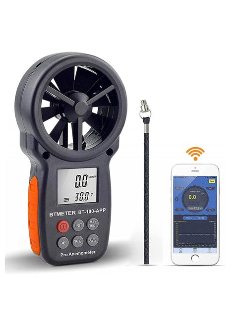 Multifunction Anemometer Wireless Bluetooth, Handheld Digital Anemometer Wind Speed/Wind Chill/Temperature, Vane Anemometer Gauge with LCD Backlight