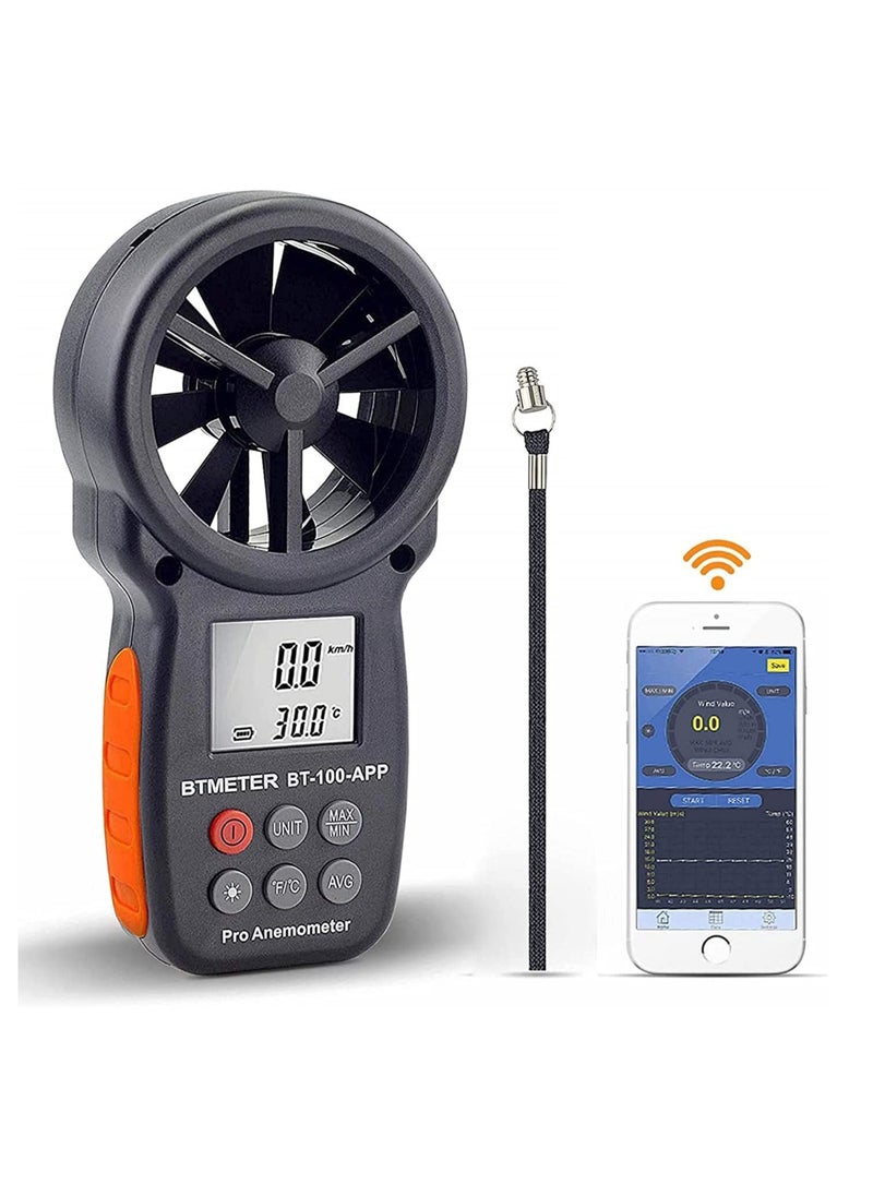 XICEN - Multifunction Anemometer Wireless Bluetooth Digital Handheld Wind Speed Meter for Wind Chill Air Velocity Temperature Vane Anemometer Gauge - Image 1