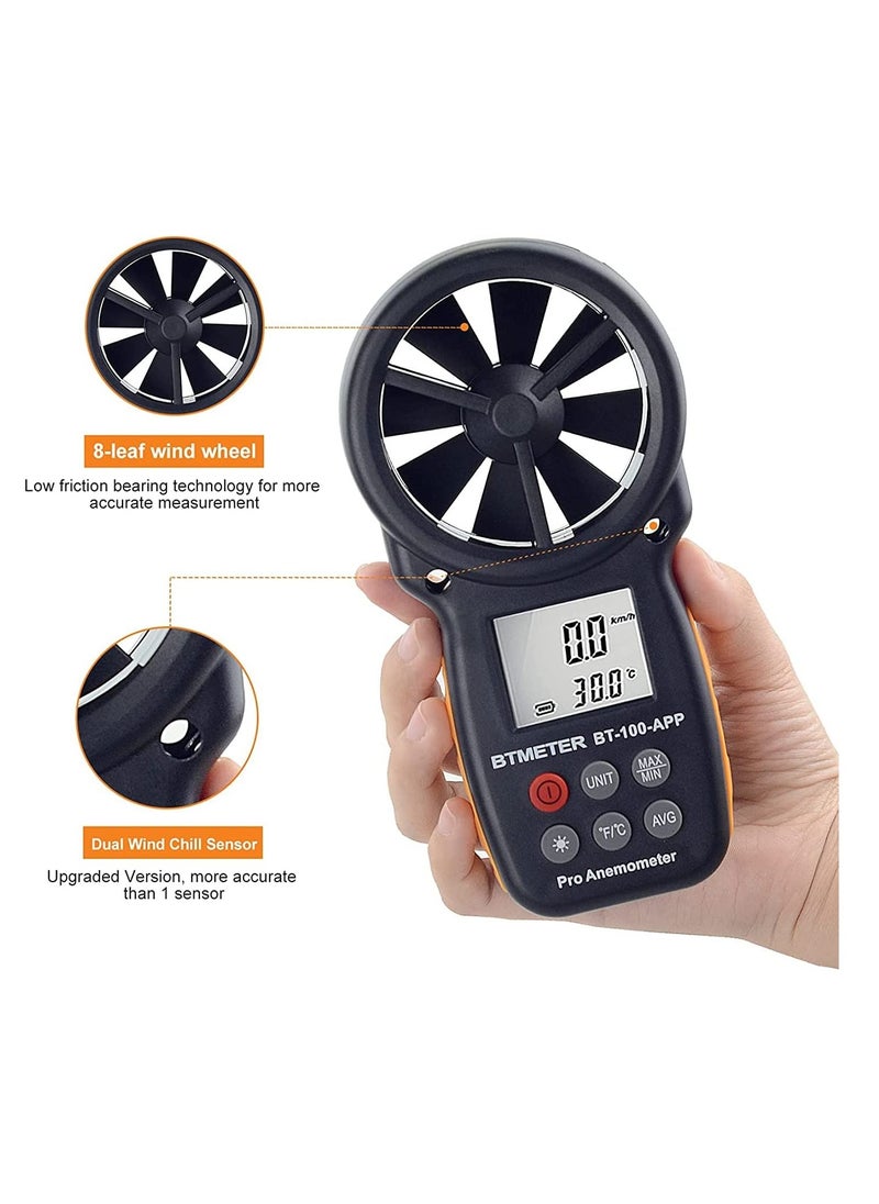 XICEN - Multifunction Anemometer Wireless Bluetooth Digital Handheld Wind Speed Meter for Wind Chill Air Velocity Temperature Vane Anemometer Gauge - Image 1
