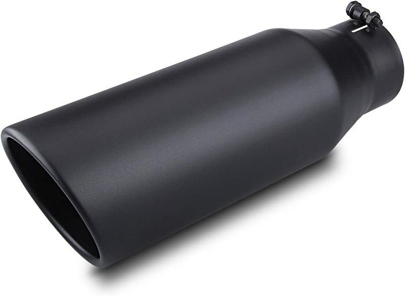 LCGP Diesel Truck Exhaust Tip - 4" Inlet, 6" Outlet, 18" Long, Black Powder Coated - Image 1
