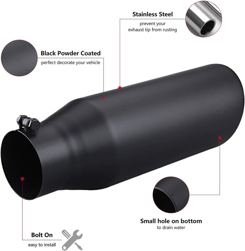 LCGP Diesel Truck Exhaust Tip - 4" Inlet, 6" Outlet, 18" Long, Black Powder Coated - Image 4