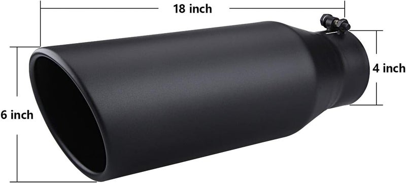 LCGP Diesel Truck Exhaust Tip - 4" Inlet, 6" Outlet, 18" Long, Black Powder Coated - Image 2