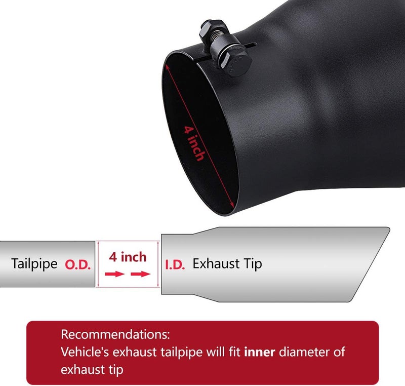 LCGP Diesel Truck Exhaust Tip - 4" Inlet, 6" Outlet, 18" Long, Black Powder Coated - Image 3
