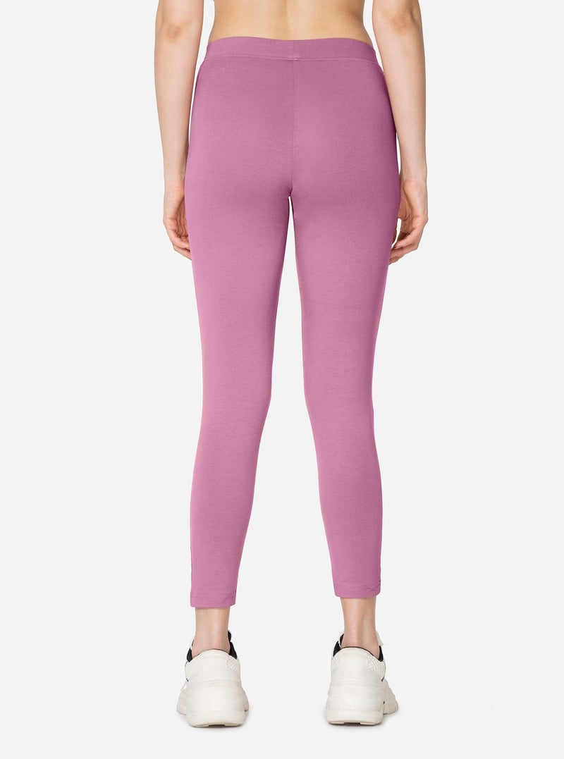 VSTAR PL02 Women Ankle Length Stretchable Slim Fit Leggings with Secured Side Pocket | Moisture-Wicking | Soft Waistband & Cotton-Elastane Fabric | S | Wild Rose - Image 3