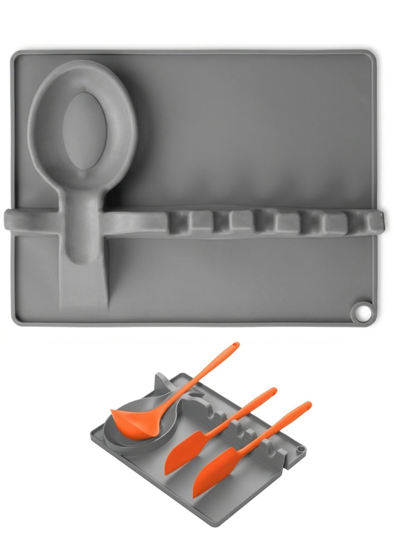 Silicone Utensil Rest with Drip Tray, Spoon Holder for Stove Top, Multi Color - Image 1