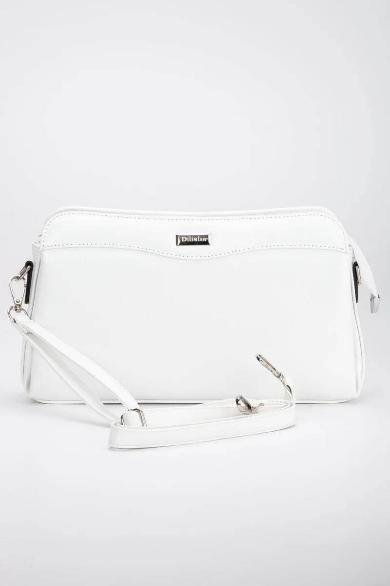 Dilimler Ayakkabı Women's Clutch Wallet Bag White Patent Leather 3 Compartments Long Short Strap
