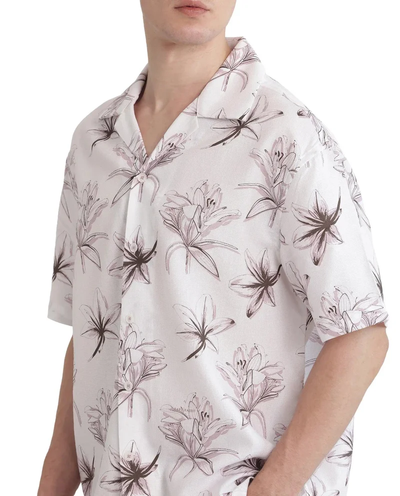 Rare Rabbit Men's Floral Print Cuban Collar Boxy Fit Shirt