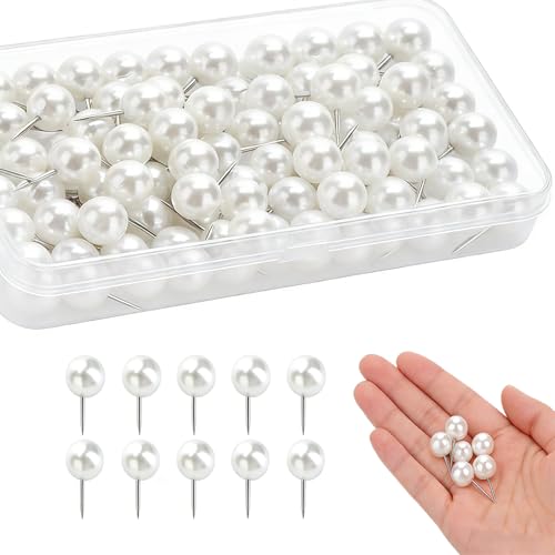 Xioyidun 100 Pcs Pearl White Decorative Push Pins - for Bulletin Board, Corkboard, Photo Wall, Home Office Decor - Image 1