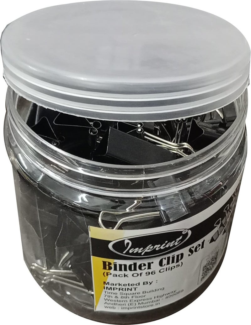 IMPRINT Metal Binder Clips Black Paper Clip 32 25 19 15 MM Binder Clips 24 of Each Size, Total 96 PC's Stationery Binding Supplies for Loose Papers, Files, DIY, Office and School Use - Image 2
