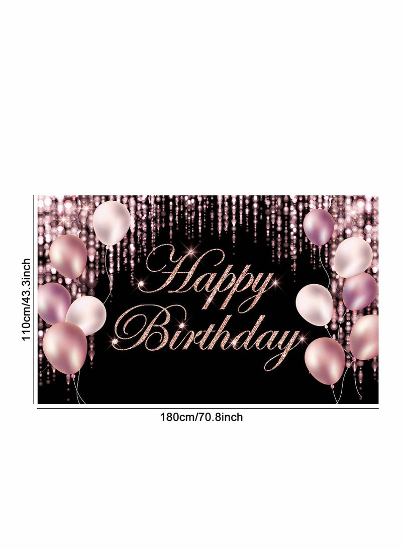 SYOSI Rose Gold Happy Birthday Banner Backdrop Large Happy Birthday Yard Sign backgroud It's My Birthday Backdrop Baby Shower Party Indoor Outdoor Car Decoration Supplies for Women Girl - Image 2