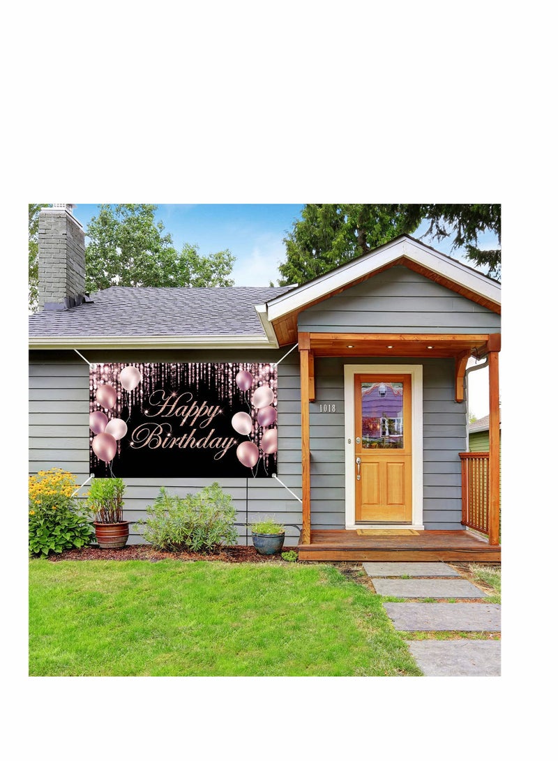 SYOSI Rose Gold Happy Birthday Banner Backdrop Large Happy Birthday Yard Sign backgroud It's My Birthday Backdrop Baby Shower Party Indoor Outdoor Car Decoration Supplies for Women Girl - Image 5