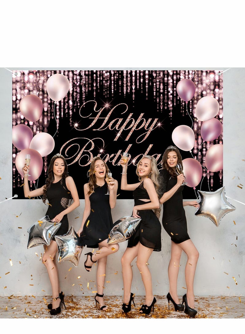 SYOSI Rose Gold Happy Birthday Banner Backdrop Large Happy Birthday Yard Sign backgroud It's My Birthday Backdrop Baby Shower Party Indoor Outdoor Car Decoration Supplies for Women Girl - Image 4