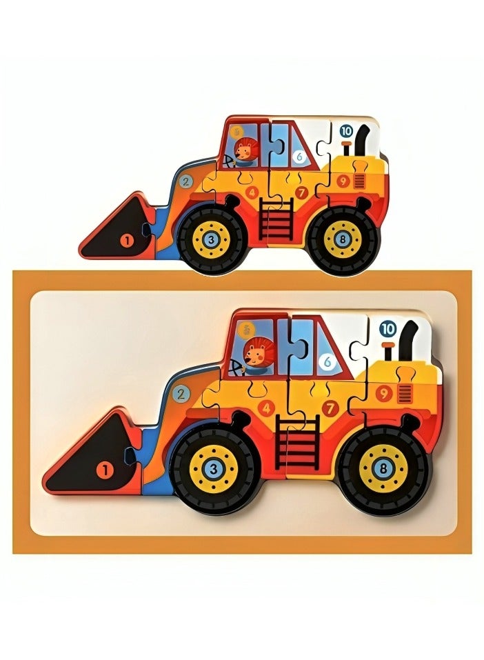 Wooden 3D Puzzles, Engineering Vehicles Style, Teacher Parents Teaching Support Tools, Attractive Colors and Patterns, Montessori Motor Skill Development Toys, Ideal Kids Gift (Shovel Truck Style) - Image 1