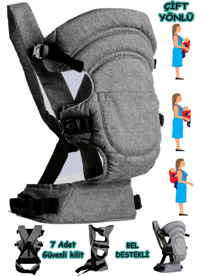 U.S.F Baby Care Bag Baby Carrier Carrier Baby Kangaroo Set of 2 Striped Gray Black  - Image 2