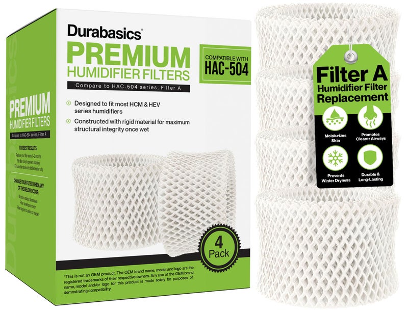 Durabasics 4 Pack of Premium Humidifier Filters Compatible with Honeywell Humidifier Filters HAC504 HAC504AW  Honeywell Filter A  Replacement for HCM 350 Filters  Cool Mist Humidifiers