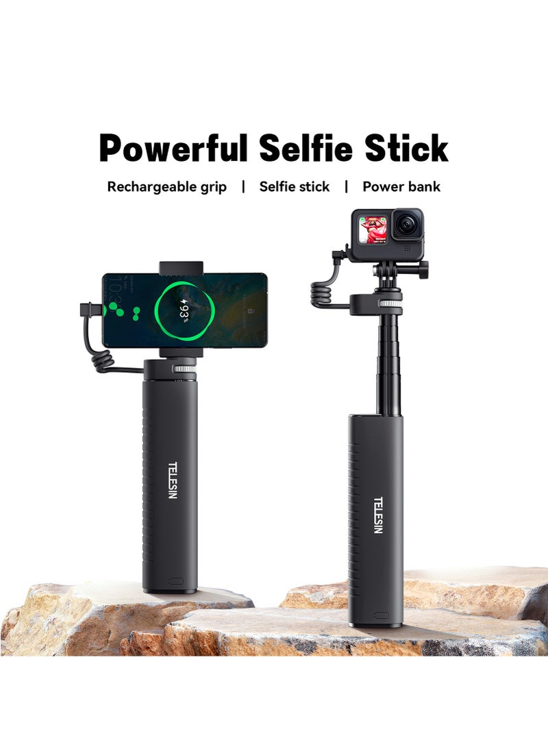 TELESIN 10000mAh Rechargeable Selfie Stick with USB-C Charging Cable for Action Cameras/ Phones  - Image 3
