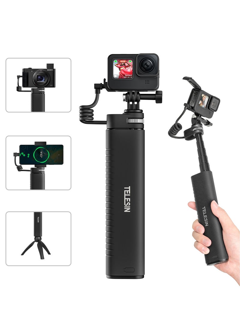 TELESIN 10000mAh Rechargeable Selfie Stick with USB-C Charging Cable for Action Cameras/ Phones  - Image 2