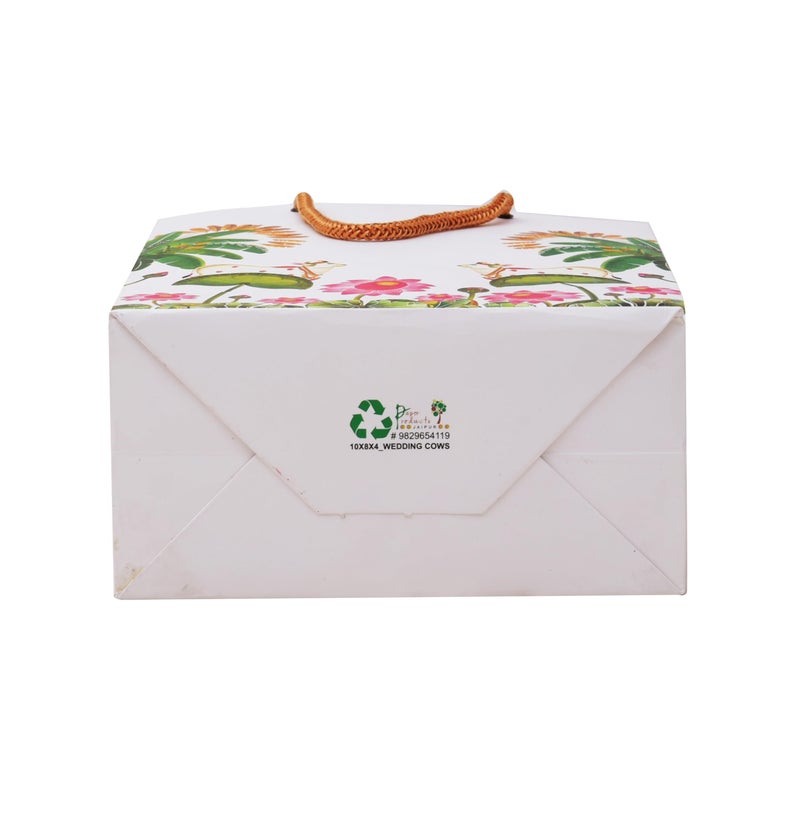 PPJ ® - WEDDING COWS (FLORAL) (10 Pcs.) PAPER CARRY BAG, 10 Inch X 8 Inch X 4 Inch for WEDDING/DIWALI/FUNCTION/ENGAGEMENT/RETURN GIFTS/GIFTS Pack of 10) - Image 4