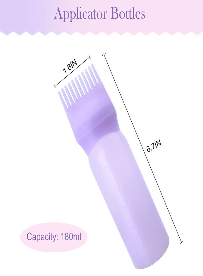 Cosywell Root Comb Applicator Bottle 6 Ounce 2 Pack Hair Dye Applicator Brush Applicator Bottle for Hair Root Comb Color Applicator Bottles with Graduated Scale (Purple) - Image 2