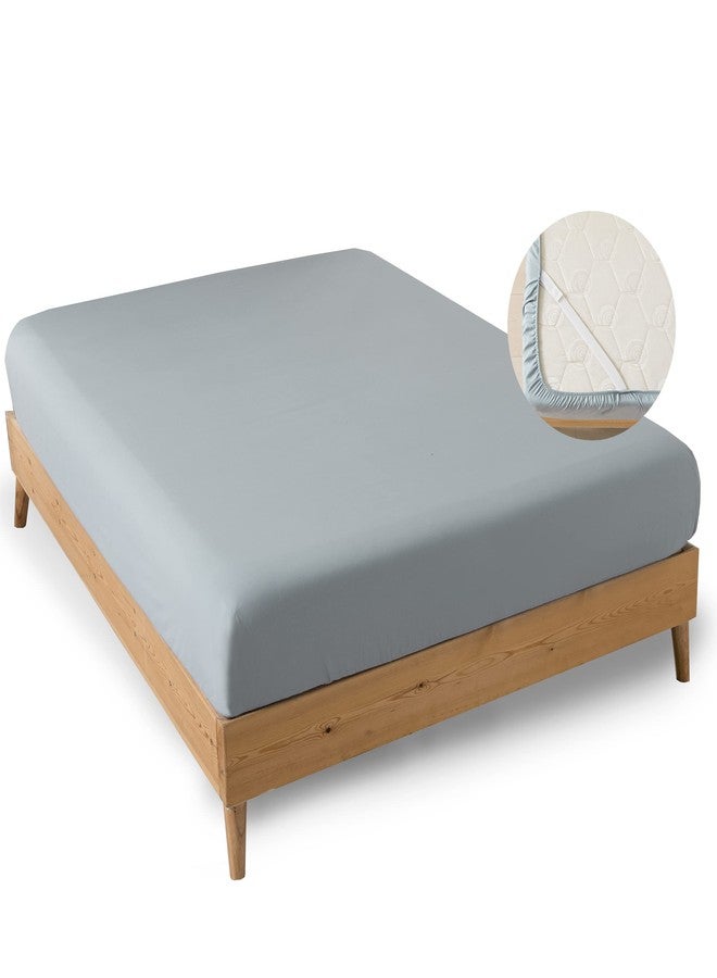 mini panda MINIPANDA Queen Size Fitted Sheet with Bed Sheets Holder Straps for Corners, Deep Pocket - Ultra Soft - Microfiber Sheets (Gray) - Image 1