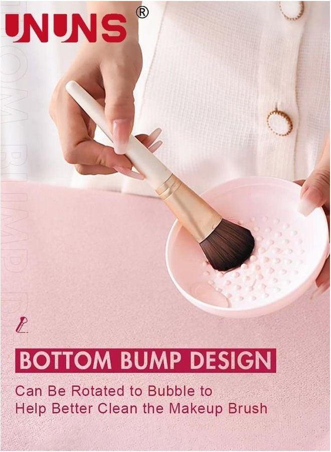 UNUNS Makeup Brush Holder,2-in-1 Cleaning And Storage Brushes Case,Clear Make Up Holder For Bathroom Dresser With Lid,Pink  - Image 3
