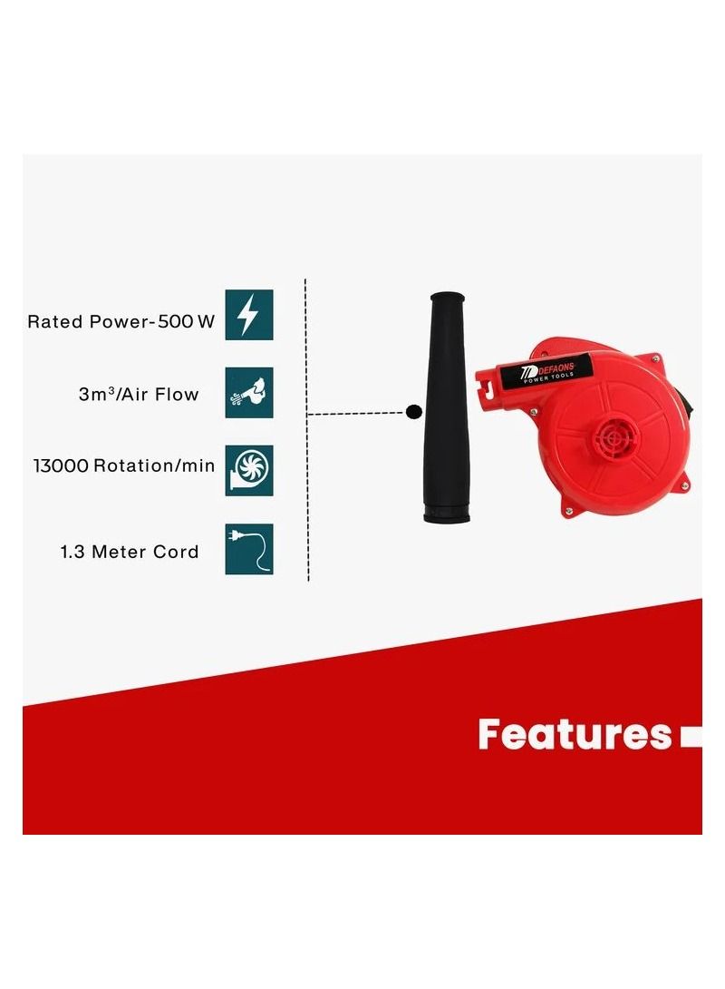DEFAONS 500W Electric Air Blower Dust Cleaning Machine with Vacuum Function, High Speed 13000 RPM Air Blower, 3m³/min Powerful Air Flow, Handheld Electric Dust Blower for Computer, Keyboard, Workshop, Garage, Home, Office Cleaning Tool 220-240V - Image 5