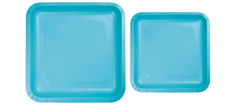 Oojami Oojami 100 Count Teal Paper Plates Set  50 9Inch Dinner  50 7Inch Dessert Plates Square Disposable Tableware for Birthday Parties Weddings Baby Showers and Special Events