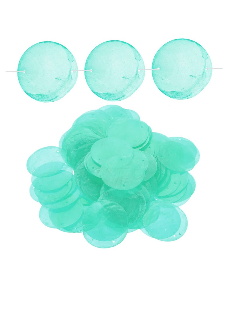 Excefore Shell Beaded Choker, 100 Pcs 50mm Flat Round Natural Capiz Shell Slice with 2 Hole, Pearl Disc Coin Beads Polished Round Slice Connector Charms, for Jewelry Making DIY Crafts Findings(Green) - Image 1