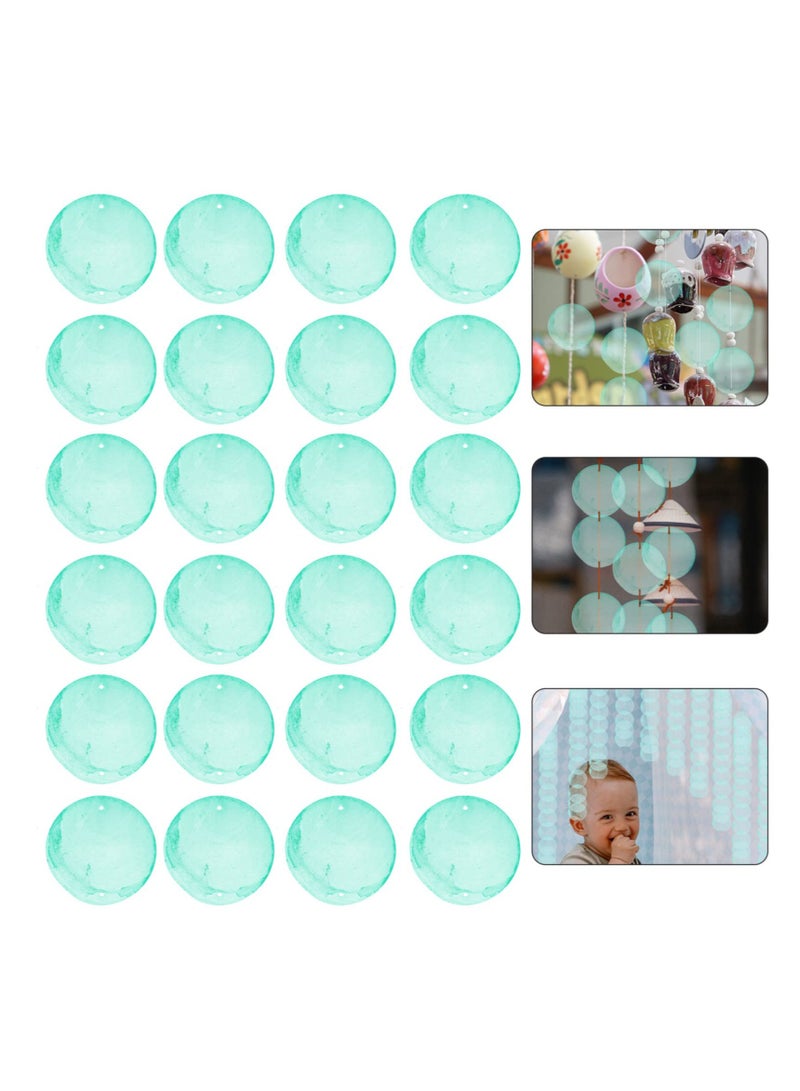 Excefore Shell Beaded Choker, 100 Pcs 50mm Flat Round Natural Capiz Shell Slice with 2 Hole, Pearl Disc Coin Beads Polished Round Slice Connector Charms, for Jewelry Making DIY Crafts Findings(Green) - Image 3