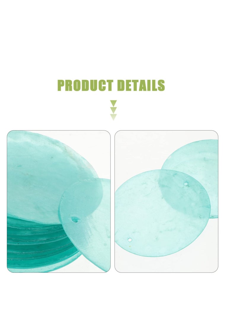 Excefore Shell Beaded Choker, 100 Pcs 50mm Flat Round Natural Capiz Shell Slice with 2 Hole, Pearl Disc Coin Beads Polished Round Slice Connector Charms, for Jewelry Making DIY Crafts Findings(Green) - Image 4