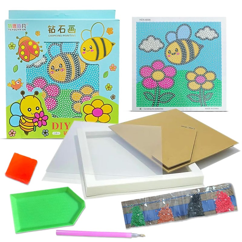 LitVibes DIY Diamond Painting Kit with Frame for Kids Adults Art Craft Set Suitable for Home Wall Decoration Fun Birthday Return Gift for Children Multicolor ParentChild Game Fly Design